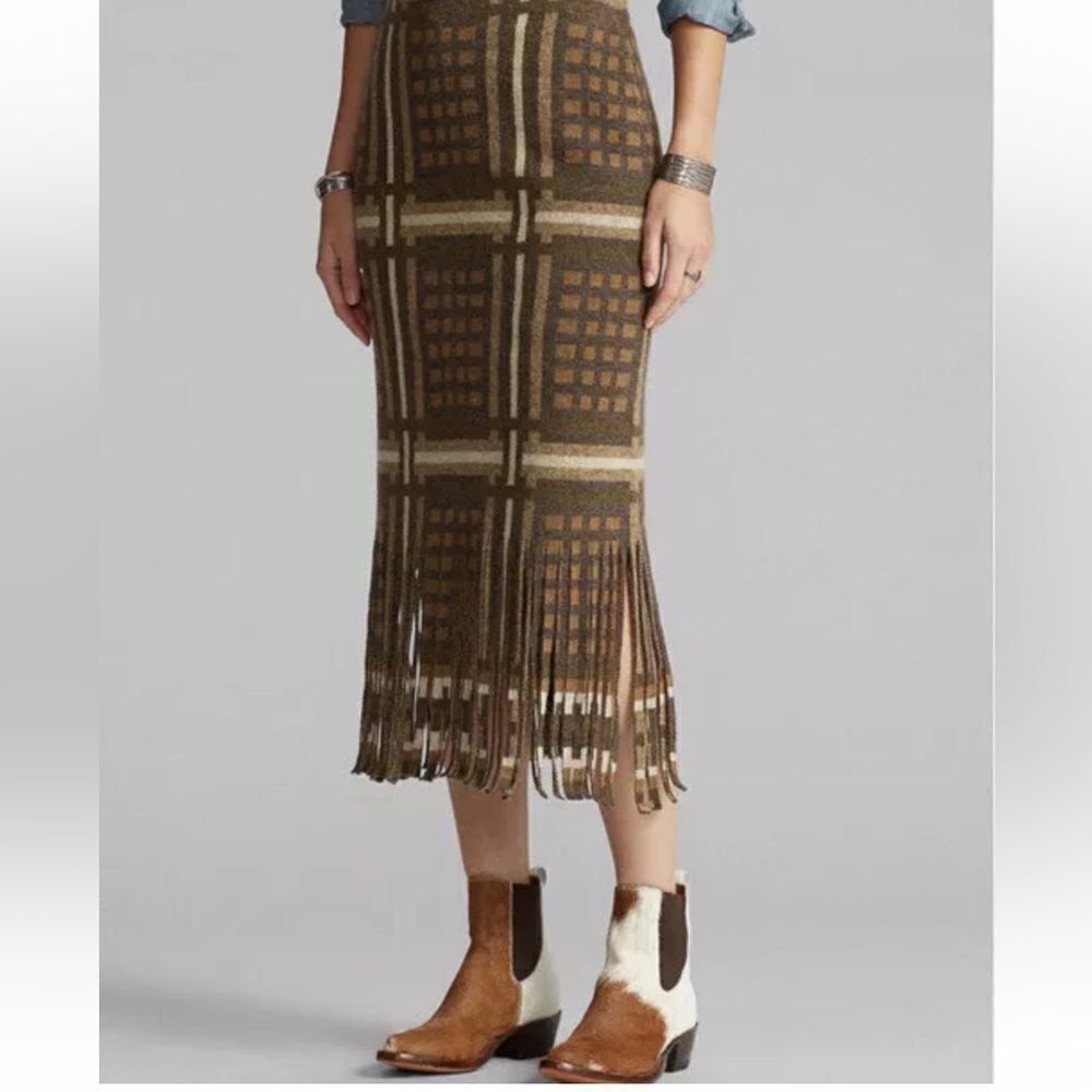 Ralph Lauren RRL Double RL Southwestern Ranch Rodeo Fringed Cashmere Knit Skirt